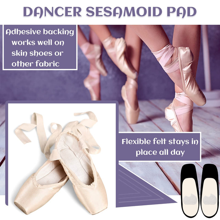 24 Pieces Foot Pads for Dancer Sesamoiditis Pads for Ball of feet Pain Felt Forefoot Cushion Pads Self-Adhesive Foot Cushion Pads for Men Women Dancing Pain Relief (White)