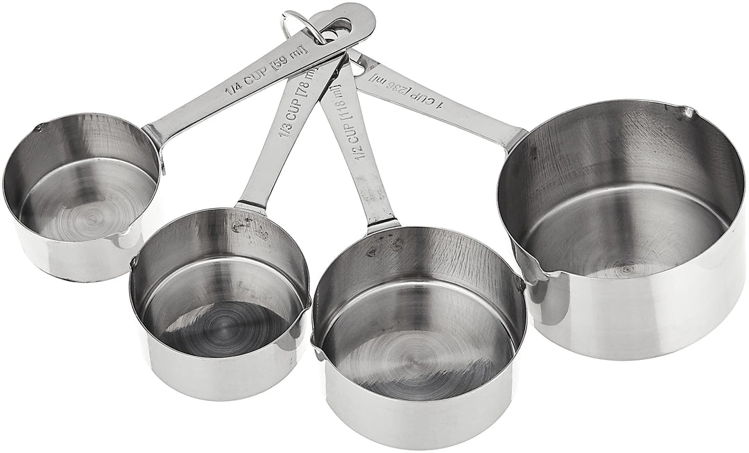 Stainless Steel Measuring Cups Set of 4 - Essential Kitchen Tools for Baking and Cooking, Durable and Ergonomic Design, Easy-to-Read Measurements, Dishwasher Safe, and User-Friendly