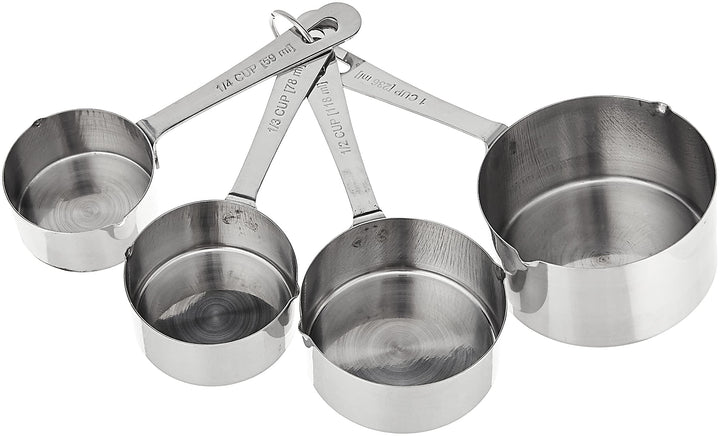 Stainless Steel Measuring Cups Set of 4 - Essential Kitchen Tools for Baking and Cooking, Durable and Ergonomic Design, Easy-to-Read Measurements, Dishwasher Safe, and User-Friendly