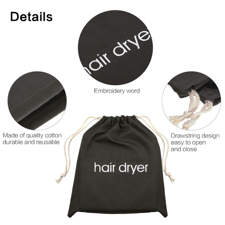 Hair Dryer Bags Cotton Drawstring Bag Container Hairdryer Bag, 11.8 by 13.8 Inch (Dark Gray)