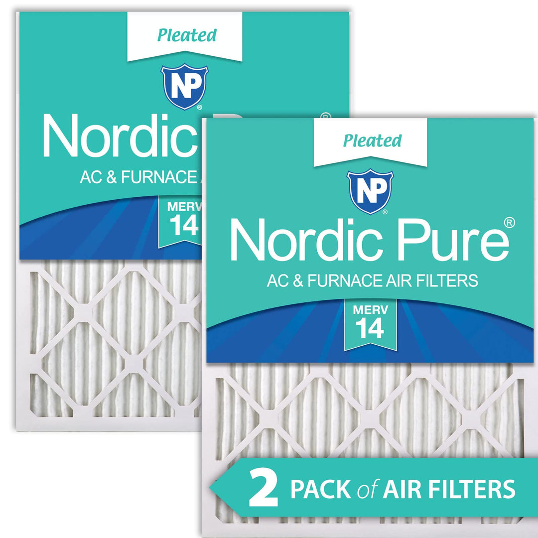 16x20x1 (15 1/2 x 19 1/2 x 3/4) Pleated MERV 14 Air Filters 2 Pack