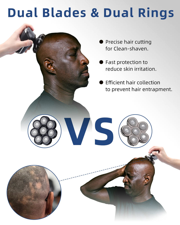 Head Shaver 8D - Electric Head Shavers for Bald Men with Wet and Dry Head - Cordless, Rechargeable, Ergonomic Design - Multifunctional Electric Razor