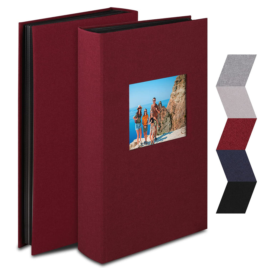 Photo Album 4x6 Photos Hold 408 Slip-in Acid-Free Black Pockets Picture Book, Linen Cover Small Photo Albums for Wedding Anniversary Family Baby Vacation Christmas Gifts (Red)