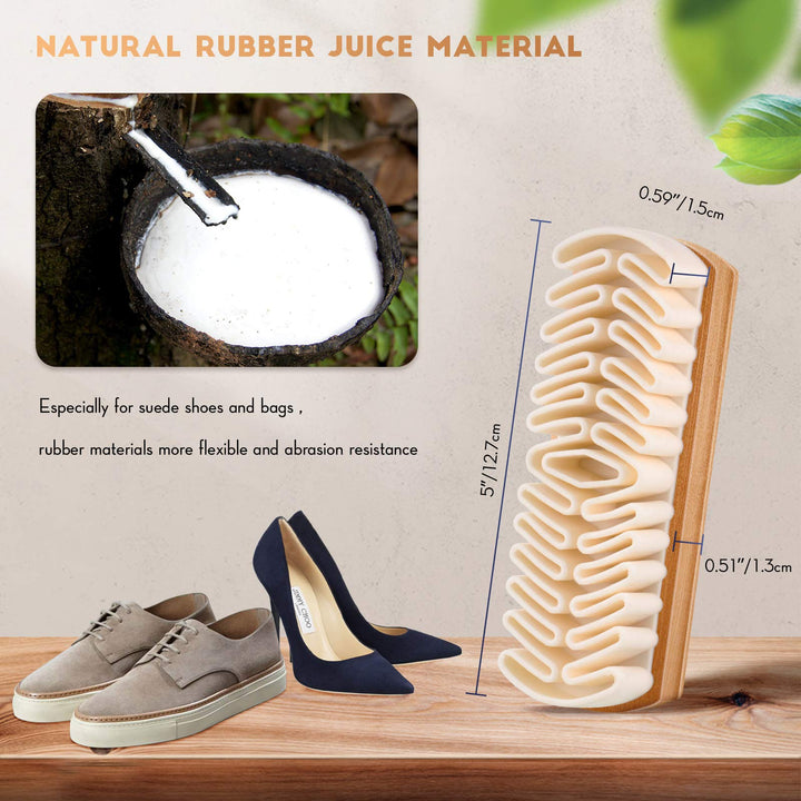6 Pieces Suede and Nubuck Brushes Kit Includes 1 Bristle Brush, 1 Crepe Suede Brush, 1 4-Way Shoe Brush, 2 Suede Erasers and 1 Microfiber Buffing Cloth for Cleaning Leather Shoes, Boots, High Heels