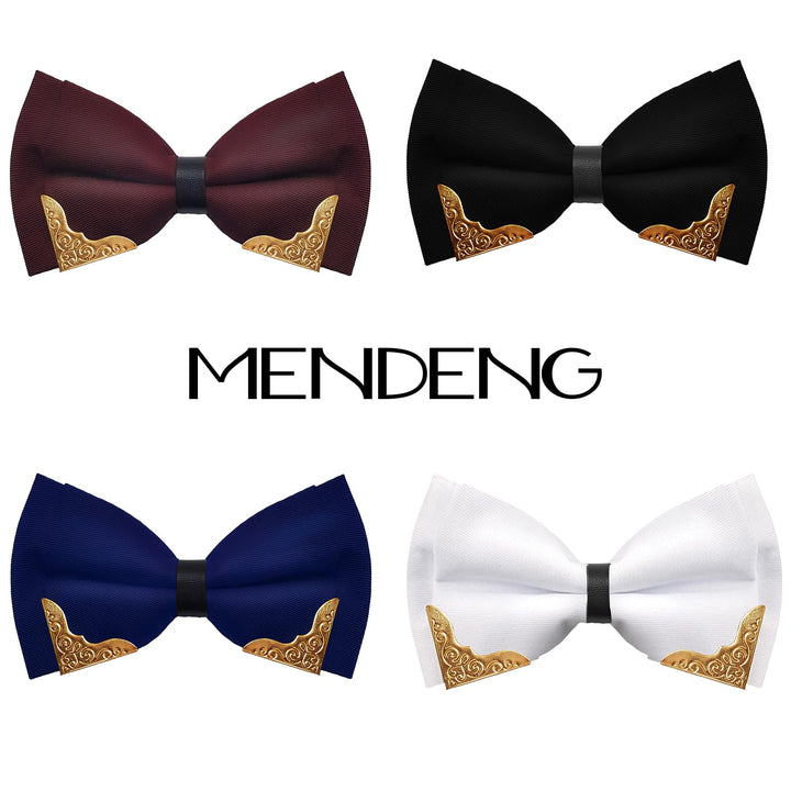 Men&#39;s Metal Pu Leather Satin Bow Ties Mal Bowtie One Size Burgundy