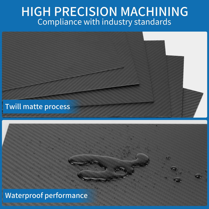 Carbon Fiber Sheet 200x300x2mm Available in 1mm 2mm 3mm Thickness– Durable Carbon Sheet with Twill Weave &amp; Matte Finish – 3K Carbon Fiber Plate Panel Board – Waterproof &amp; UV Resistant