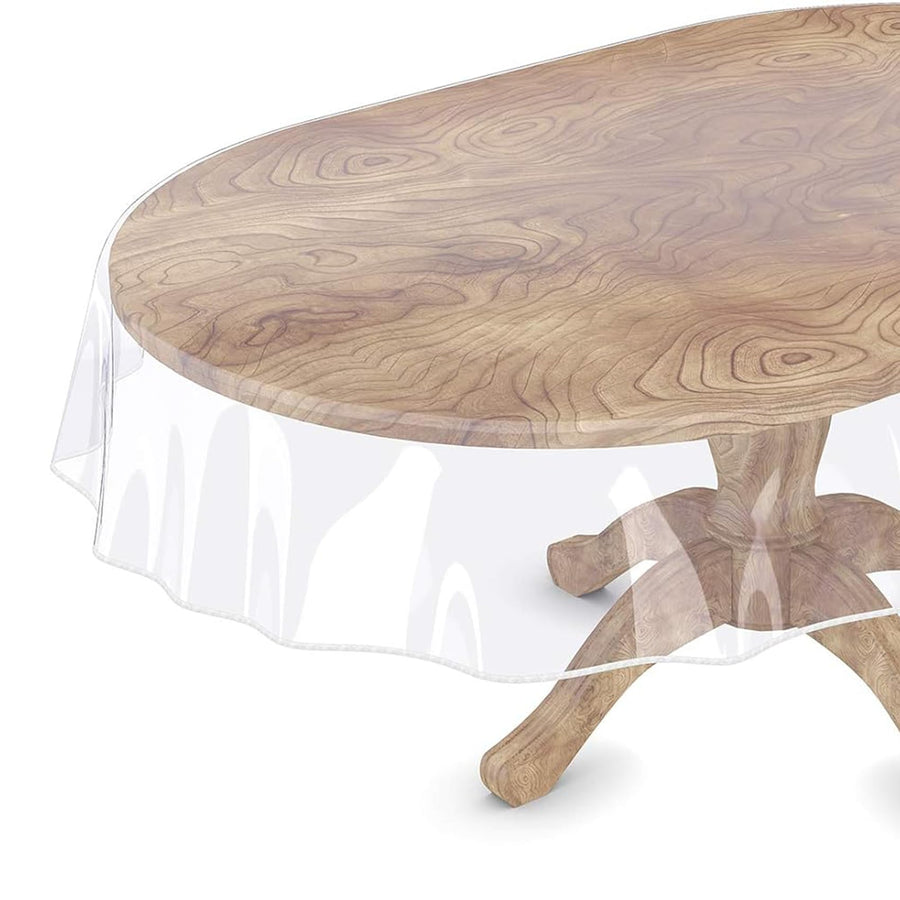 Clear Table Protector Oval 51 in x 70 in Plastic Vinyl Transparent Cloth Waterproof Tablecloth Kitchen Dining Room Furniture Wood Cover Protector