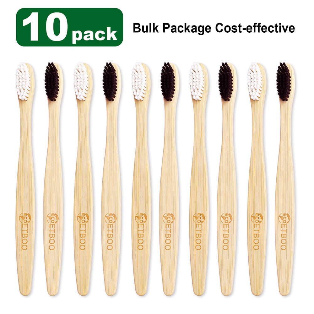 Bamboo Toothbrushes for Adults, Eco-Friendly Wooden Too