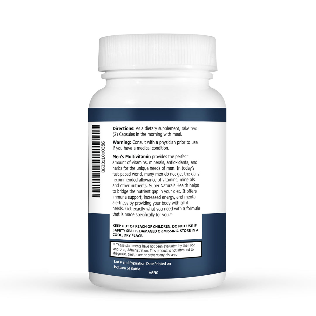 Super Naturals Men&#39;s Daily Multivitamin Energy Enhancer and Immune System Support for Men (60 Capsules, 30 Day Supply)