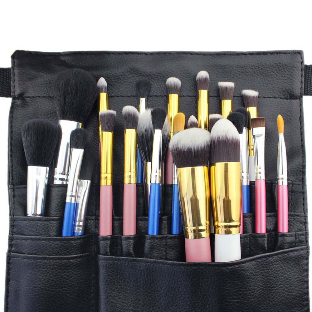 22 Pockets Professional Cosmetic Makeup Brush Bag with Artist Belt Strap for Women (Brush Not Included)
