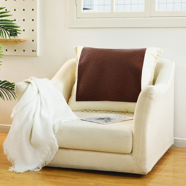 2 Pcs Leather Recliner Chair Headrest Cover Faux Leathe