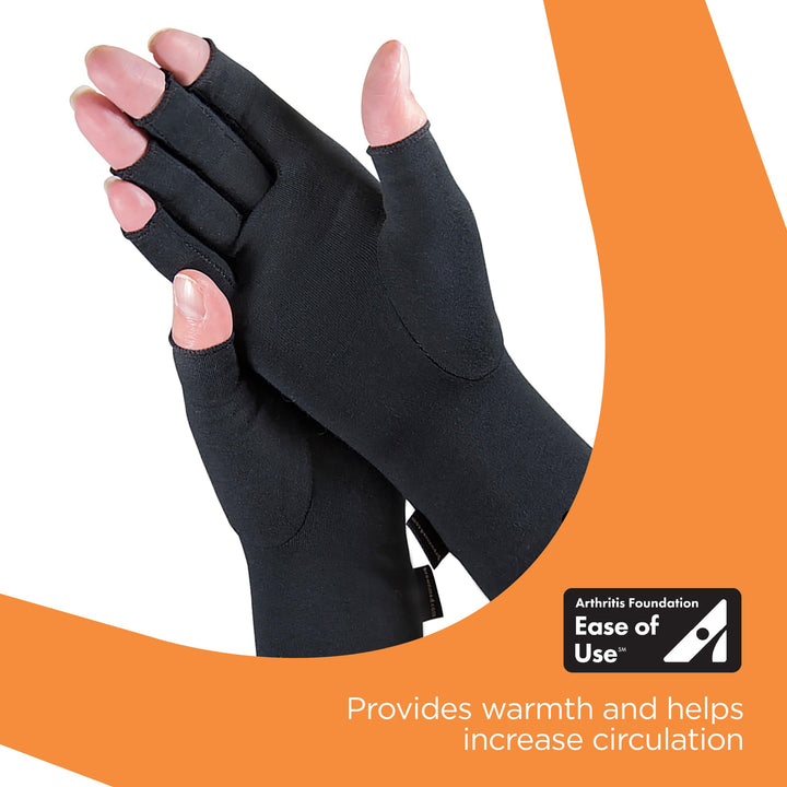 Imak - Compression Arthritis Gloves for Pain &amp; Stiffness of Hands, One Pair of 2 Gloves - Black, Medium