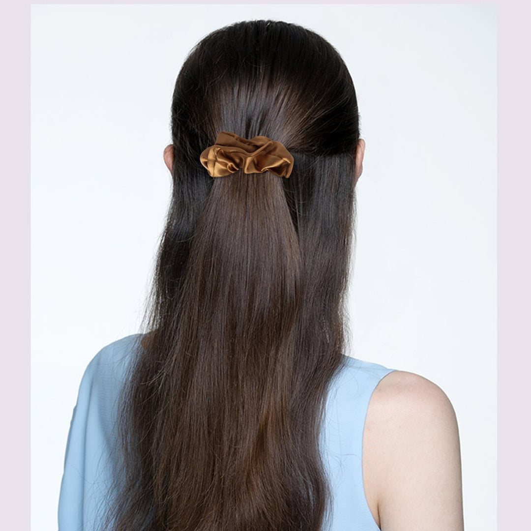 Cubaco 12 Pieces Satin Hair Scrunchies Elastic Hair Bobbles Scrunchy Hair Ties Ponytail Holder, 6 Colors (Natural)