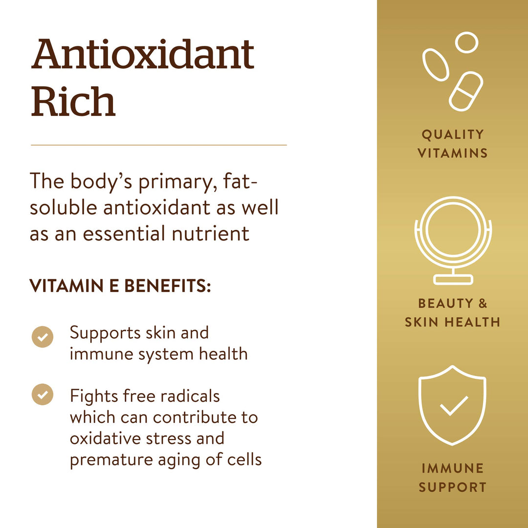 Solgar Vitamin E 200 IU Alpha, 100 Softgels - Antioxida