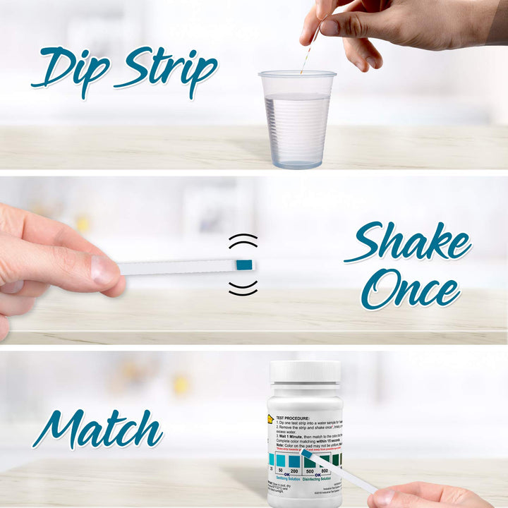 WaterWorks 480124 Free Chlorine Test Strip, Ultra High II Range, 61 Seconds Test Time, 0-2000ppm Range (Bottle of 50)