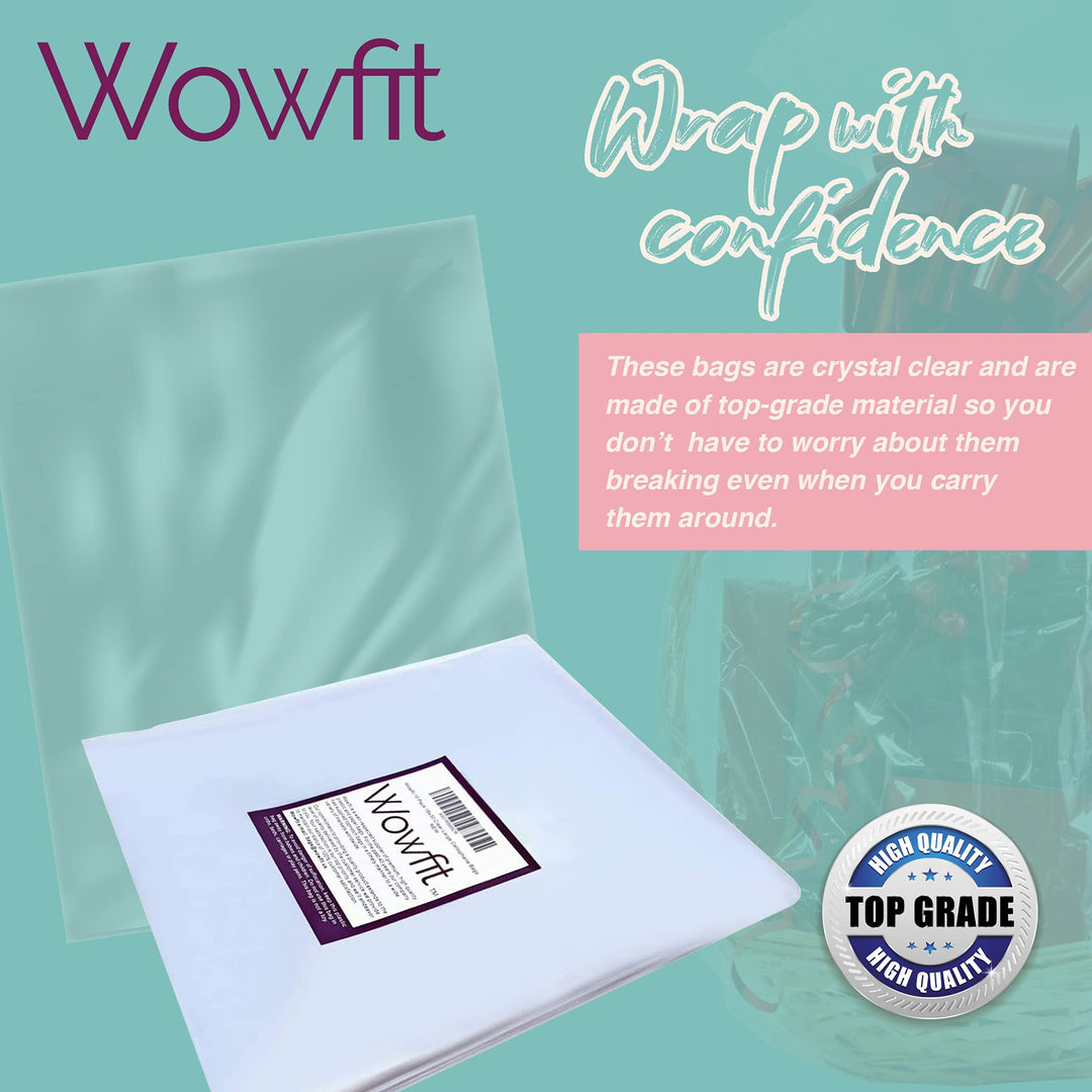 Wowfit Cello Bags,10 CT 16x24 inches Clear Cellophane B