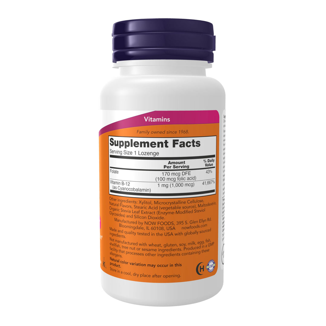 NOW Foods Supplements, Vitamin B-12 1,000 mcg with Foli