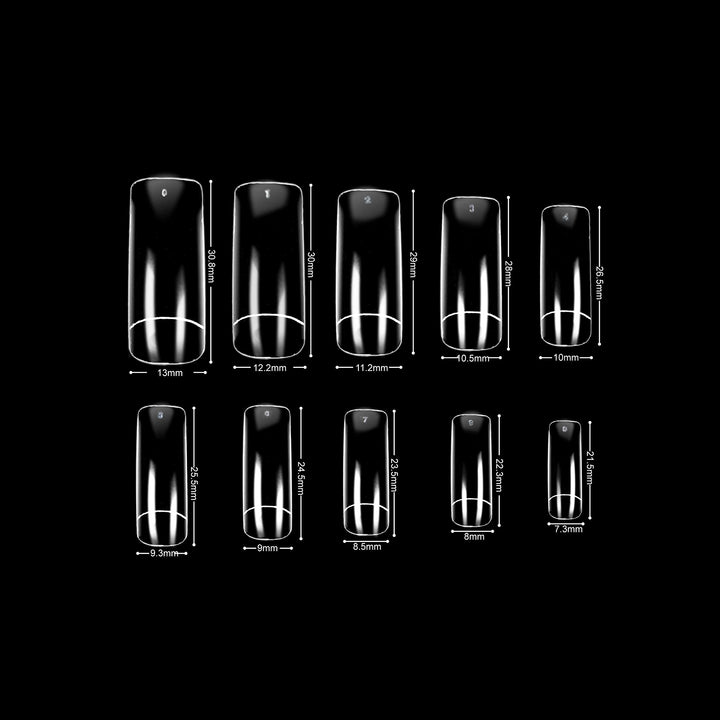 BE.YOU Beyou Clear Cosmo 500 Artificial False Nail Tips 10Sizes 23012 For Nail Shop Nail Salon (Clear)