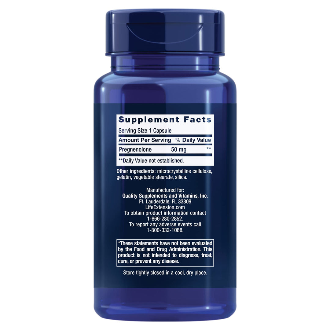 Pregnenolone, neurohormone, Promotes Memory Health and Brain Plasticity, Gluten-Free, Non-GMO, 100 Capsules