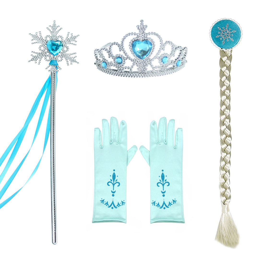 Party Chili Princess Costumes Birthday Party Dress Up for Little Girls with Wig,Crown,Mace,Gloves Accessories 3T 4T (110cm)