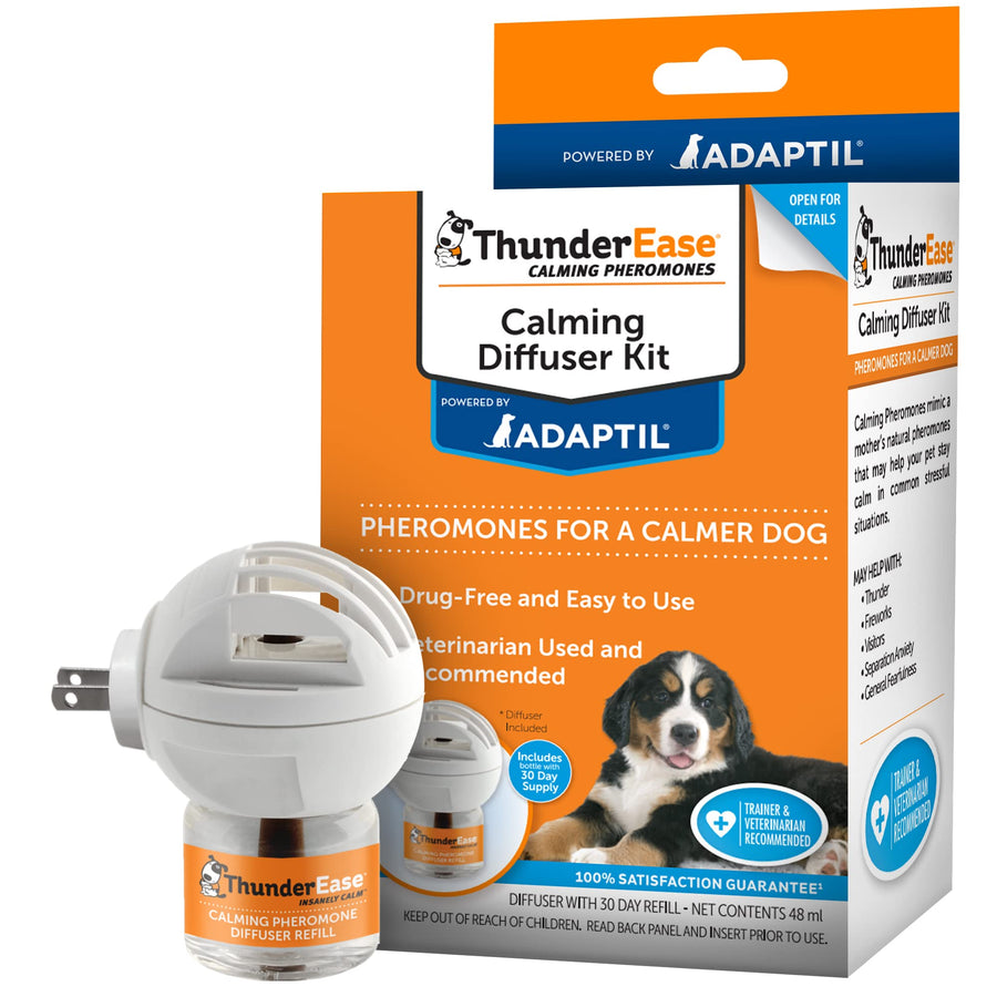 Dog Calming Pheromone Diffuser Kit | Powered by ADAPTIL | Vet Recommended to Relieve Separation Anxiety, Stress Barking & Chewing, and Fear of Fireworks & Thunderstorms (30 Day Supply)