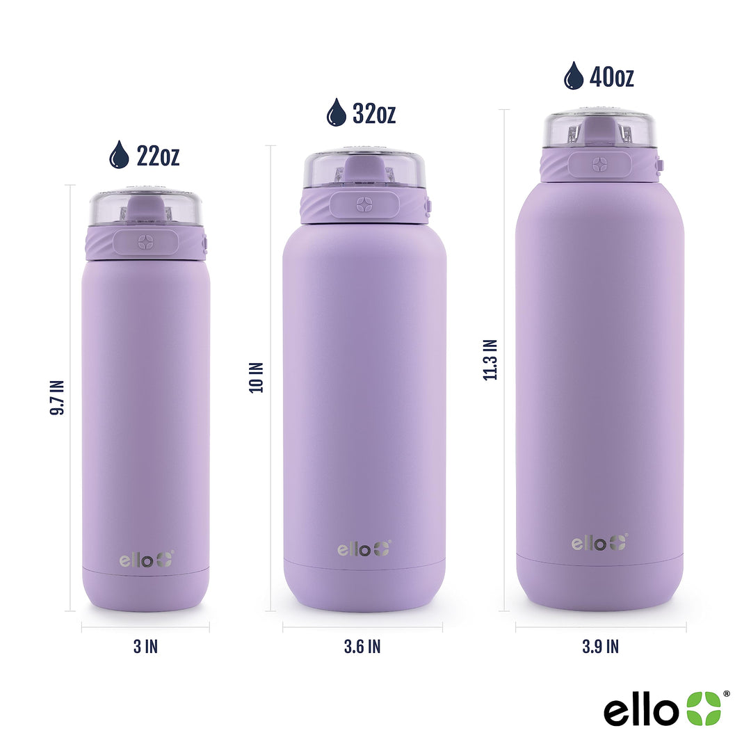 Cooper 22oz Stainless Steel Water Bottle with Straw and Carry Handle, Double Walled and Vacuum Insulated Metal, Leak Proof Locking Lid with Soft Silicone Spout, Reusable, BPA Free, Lilac