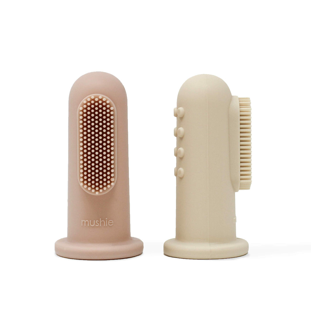 mushie Baby Finger Toothbrush (Blush/Shifting Sand) 2-P