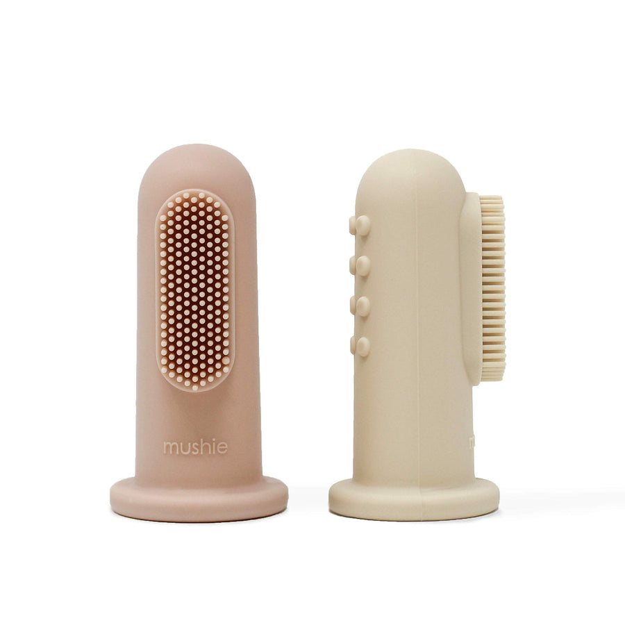 mushie Baby Finger Toothbrush (Blush/Shifting Sand) 2-P