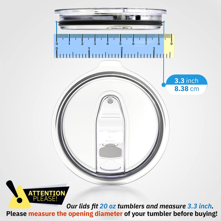 3 Yeti Lids 20 oz Spill Proof - No Leak Splash Proof Replacement Silicon Slider Locking Closure, 3 Lids for Tumbler, Fit Ozark, Open/Close 3 Inch Diameter by C&amp;Berg Model 2019