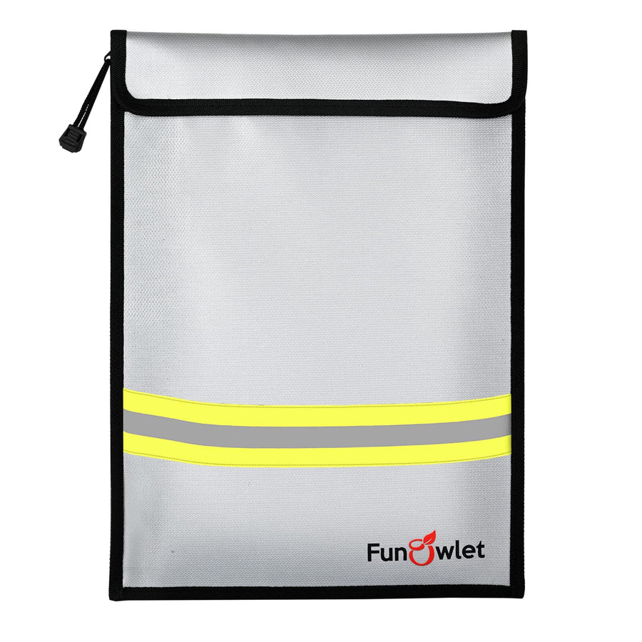 Fireproof Waterproof Money Document Bag - 15 x 11 Upgraded Zipper Bags, Fire & Water Resistant Storage Organizer Pouch for A4 A5 Documents Holder,File,Cash,Jewelry,Passport,Tablet,Laptop (Gray)