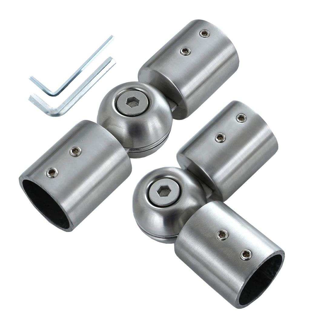 Window Heavy Duty Curtain Rods Connector Set of 2, Adjustable Curtains Rods Connector for Bay Windows Blinds with 1 inch Silver Color Stainless Steel
