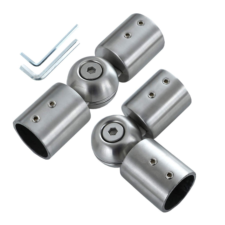 Window Heavy Duty Curtain Rods Connector Set of 2, Adjustable Curtains Rods Connector for Bay Windows Blinds with 1 inch Silver Color Stainless Steel