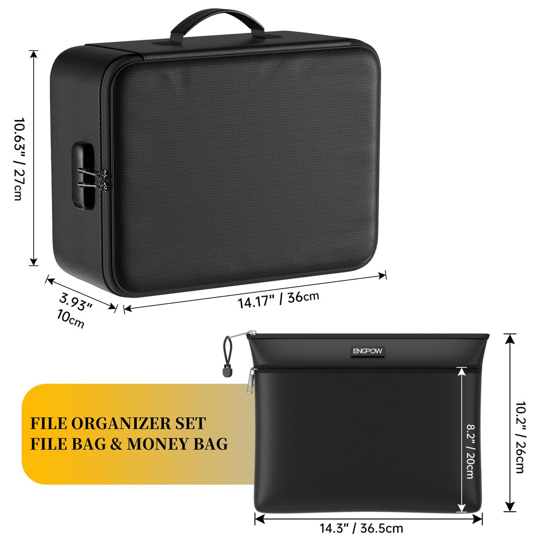 Fireproof Bag with Lock,Fireproof&amp;Waterproof Document Organizer Bag with Money Bag, 5 Layers Protection Fireproof Bag Safe Storage for Important Documents,Passport,Laptop,Certificates,Silver