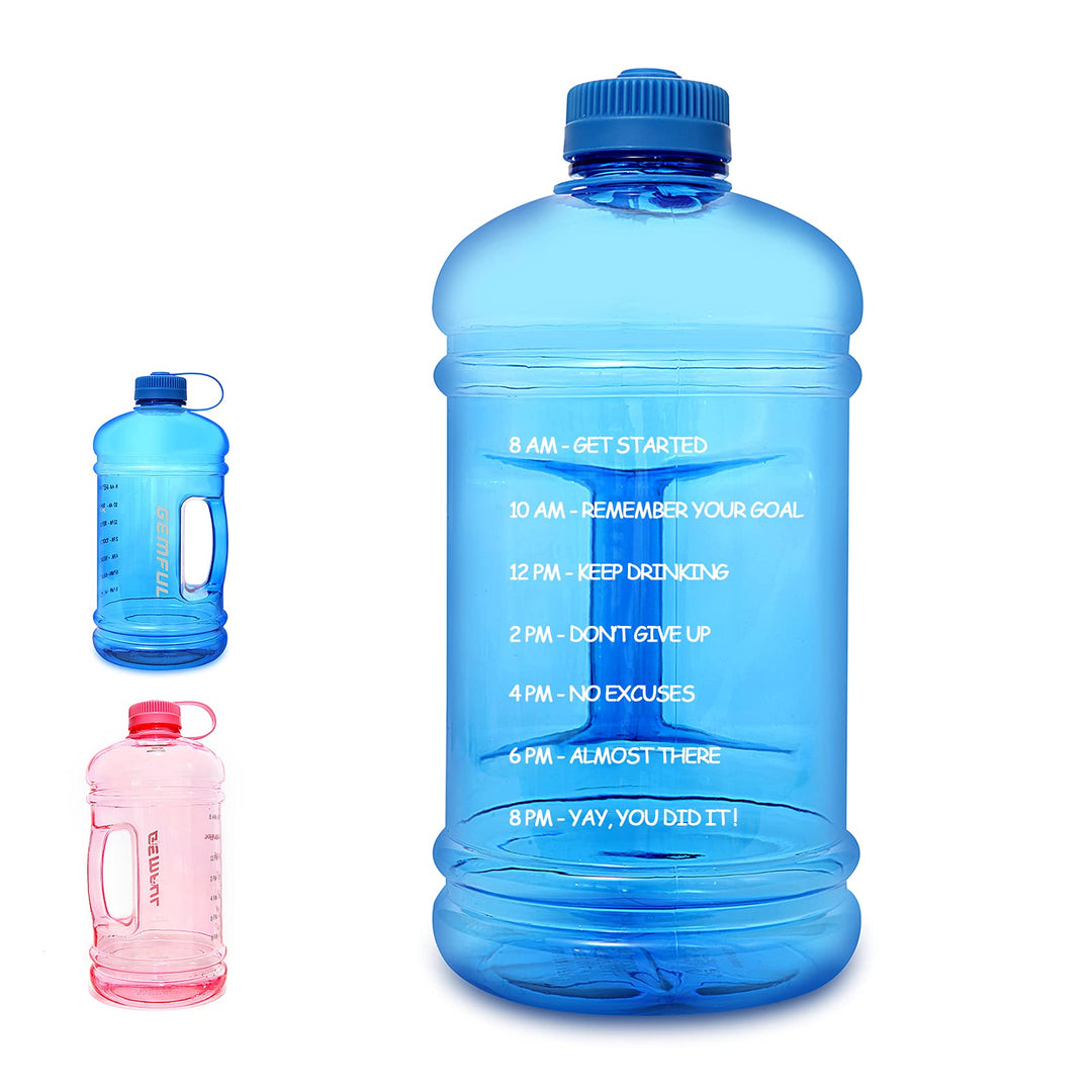 GEMFUL Large Water Bottle Motivational 3L - BPA Free Bi