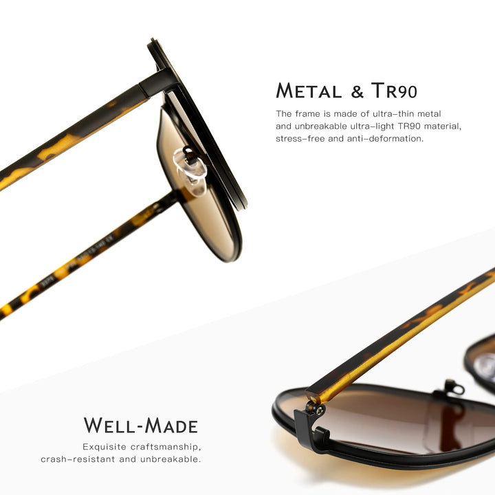 SUNGAIT Aviator Sunglasses for Men and Women, Polarized
