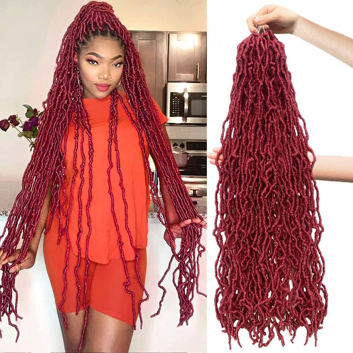 36 Inch 1 Packs Soft Locs BUG Red Color Burgundy Crochet Hair Pre Extended Long New Faux Locs Pre-looped Super Lightweight Synthetic Hair Braids For Black Women (36inch, 1pack, BUG)