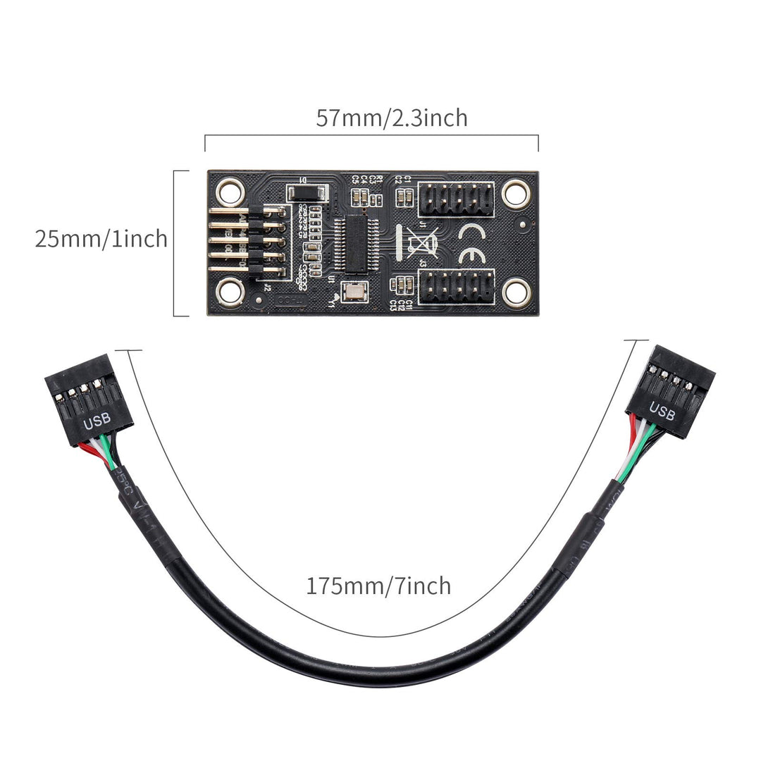 USB 2.0 9PIN to Dual 9PIN Hub Adapter Card FE1.1S Control PCB Board High-Performance Support Windows 10/8/8.1/7 / Vista/XP, Mac, Linux, Chrome OS