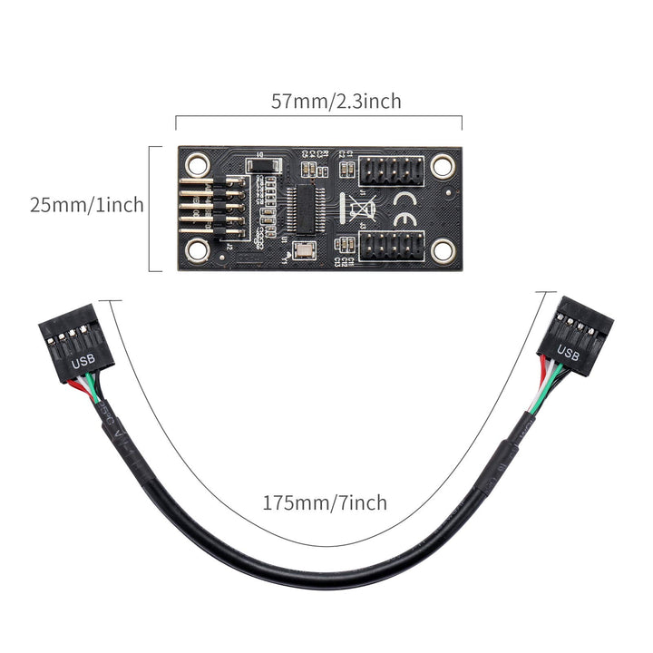 USB 2.0 9PIN to Dual 9PIN Hub Adapter Card FE1.1S Control PCB Board High-Performance Support Windows 10/8/8.1/7 / Vista/XP, Mac, Linux, Chrome OS