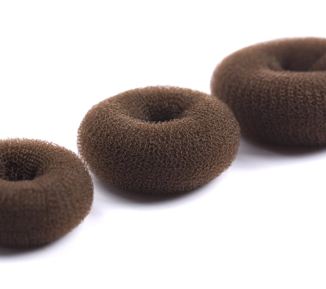 3 Pieces Bun Maker Hair Donut, Doughnut Bun Shaper for Chignon or Long Hair (Brown, Small Medium Large)