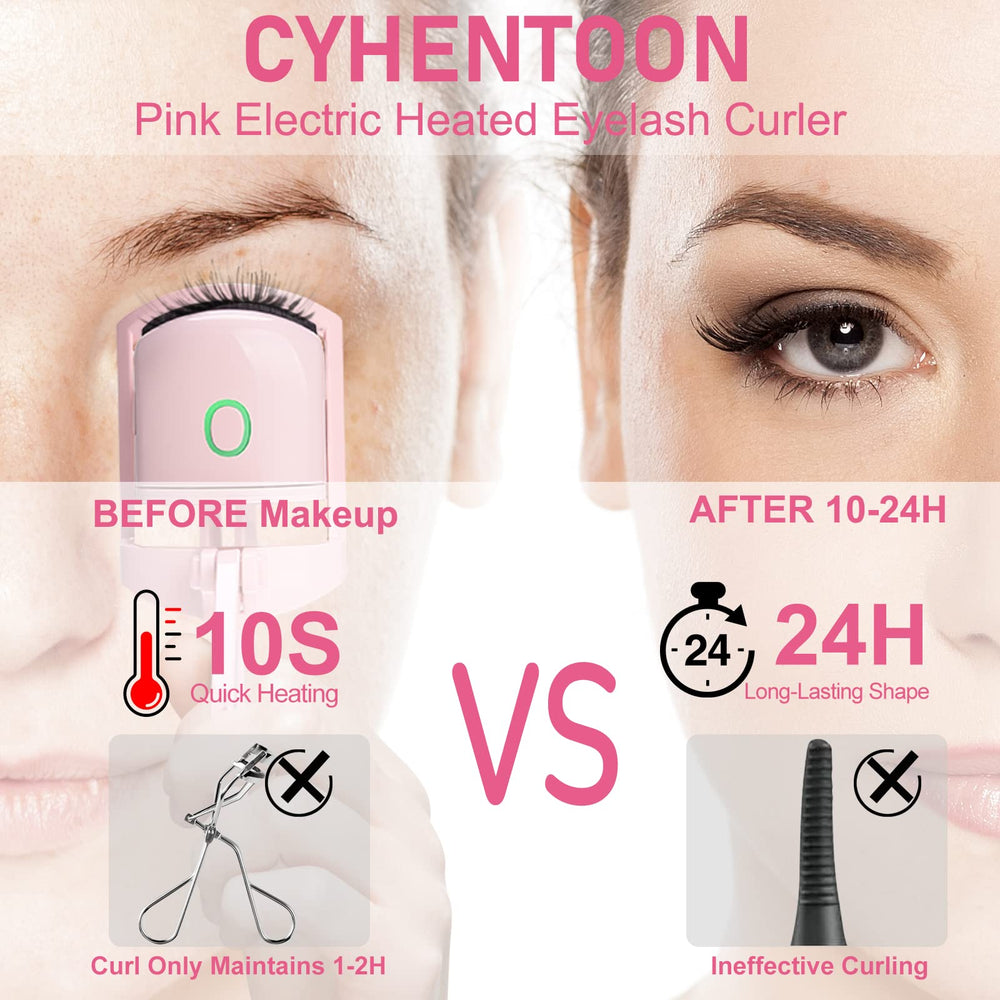 Electric Heated Eyelash Curler USB Rechargeable 2 Heating Modes Heated Lashes Curling Quick Natural Long Lasting Lash Tool Eyelash Curler