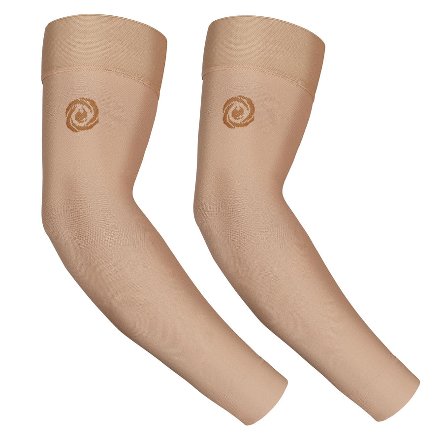 ® Medical Compression Arm Sleeve for Men Women, 2 Pack, No Silicone, Soft-in 20-30mmHg for Lymphedema, Lipedema, Pain Relief, Edema, Swelling, Post Surgery Recovery, Beige XL