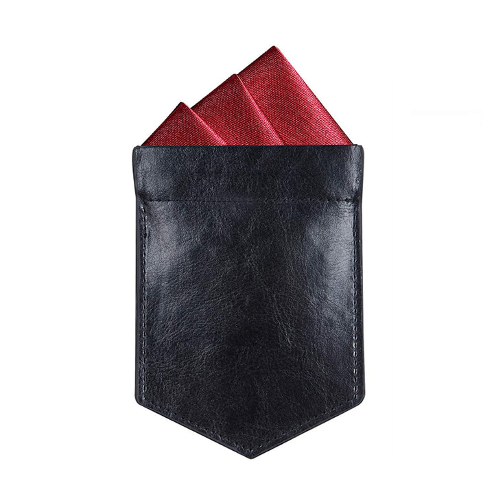 ONLVAN Pocket Square Holder Leather Slim Pocket Square 