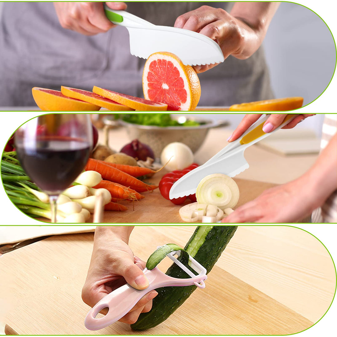 Kids Knifes Set,Nylon Knives Safe Baking Cutting Cookin