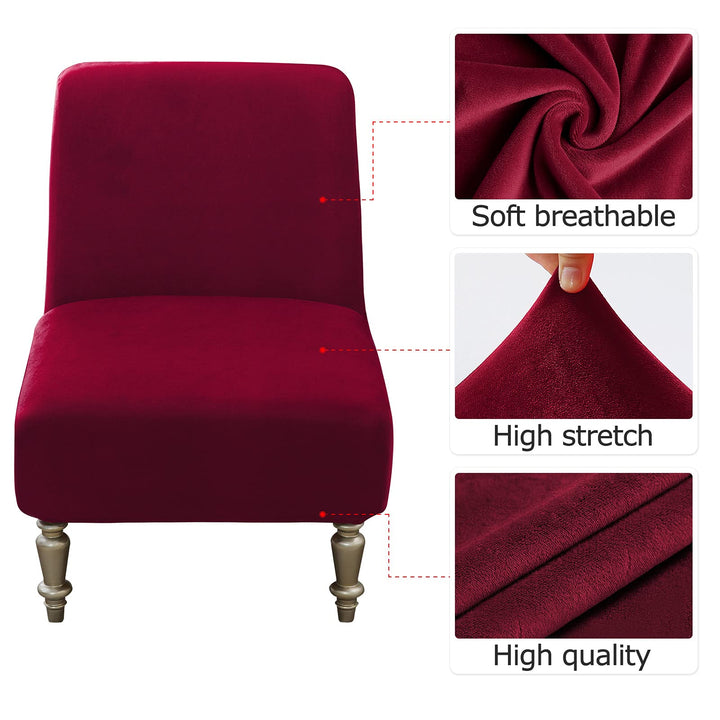 Armless Accent Slipper Chair Covers,Stretch Armless Chair Slipcover Removable Velvet Fabric Non-Slip Silp Cover for Accent Chair Without Arms Furniture Protector for Living Dining Room Hotel…