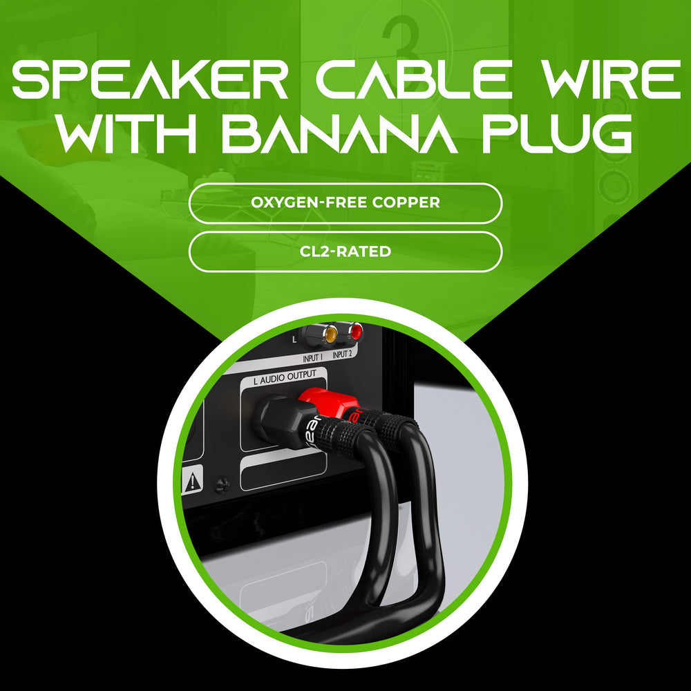 GearIT 12AWG Speaker Cable Wire with Gold-Plated Banana