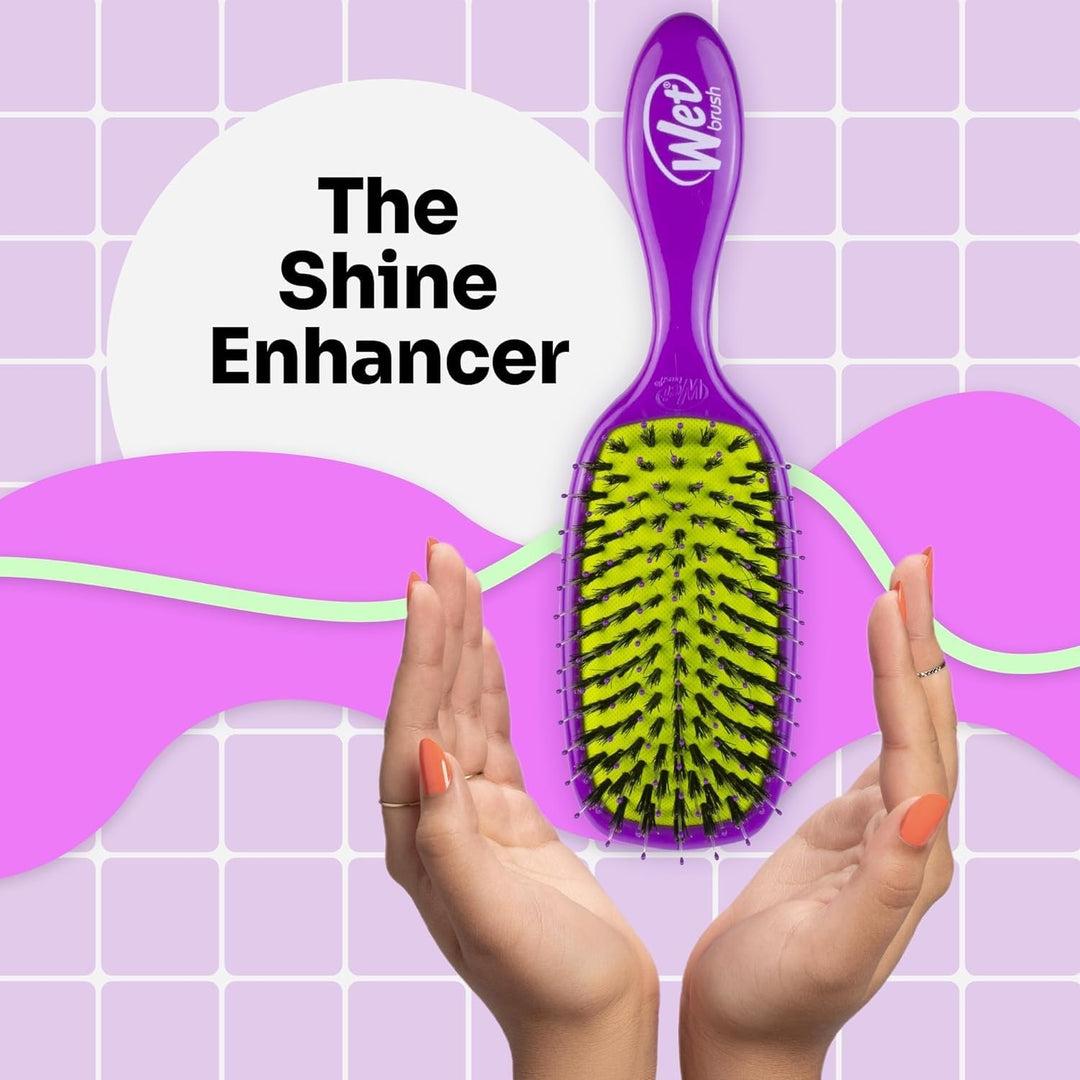 Shine Enhancer Hair Brush, Purple - Exclusive Ultra-soft IntelliFlex Bristles - Natural Boar Bristles Leave Hair Shiny And Smooth For All Hair Types - For Women, Men, Wet And Dry Hair
