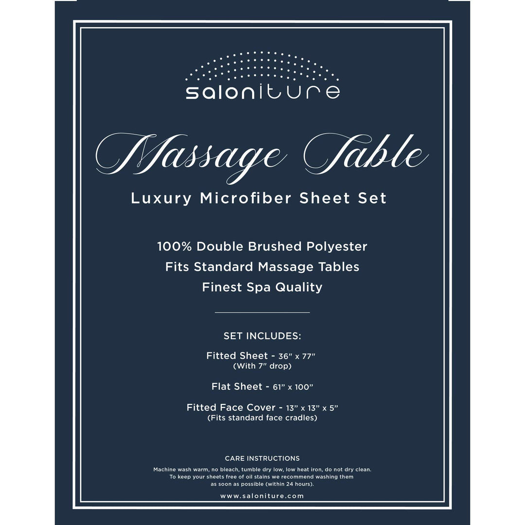 Saloniture 3-Piece Microfiber Massage Table Sheet Set - Premium Facial Bed Cover - Includes Flat and Fitted Sheets with Face Cradle Cover - Light Gray