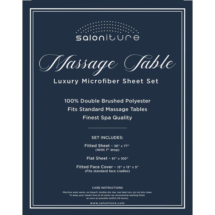 Saloniture 3-Piece Microfiber Massage Table Sheet Set - Premium Facial Bed Cover - Includes Flat and Fitted Sheets with Face Cradle Cover - Light Gray