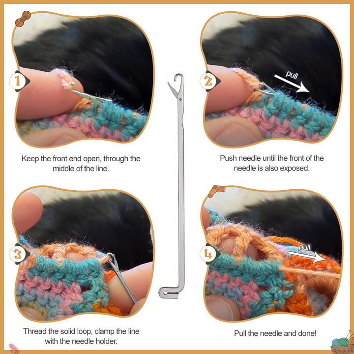 7 pcs Latch Crochet Hooks Sewing Needles DIY Weave Knitting Tools for Revamping Sweater or Socks