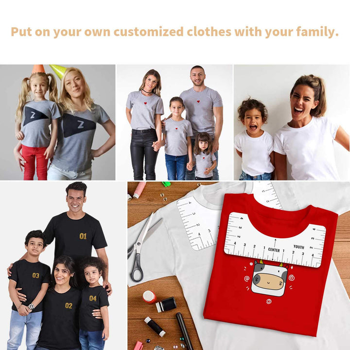 4PCS T-Shirt Ruler Guide, Tshirt Ruler Guide for Vinyl and Sublimation, T Shirt Alignment Tool Set for Making Fashion Center Design, T-Shirt Measuring Ruler Guide for Adult Youth Toddler (A)